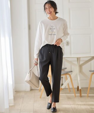 ANY L ロゴロングTシャツ オフ×ブラックロゴ