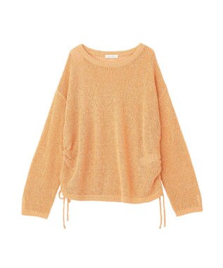 Green Parks サイドシャーリング透かし編みニットプルオーハ Orange