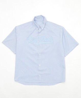 WEGO 【ユニセックス着用ITEM】オックスフォードダメージアップリケシャツ（SS） ブルーストライプ