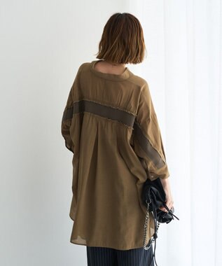 YECCA VECCA リブMIXシアーオーバーシャツ Dark Beige