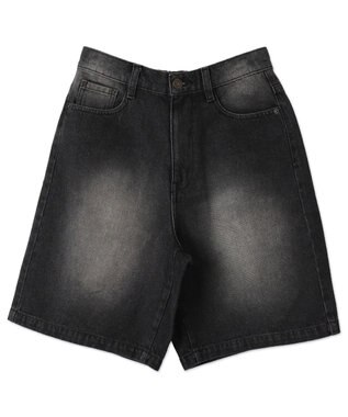 WEGO ヴィンテージウォッシュデニムハーフパンツ ブラック