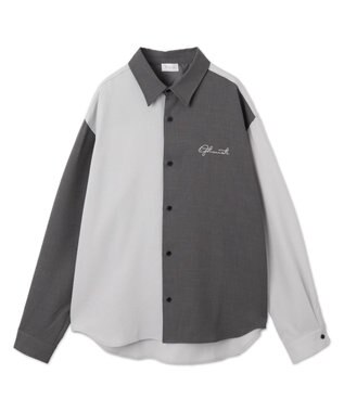 WEGO 【しわになりにくい】ドライポリカラーブロックシャツ（LS） ダークグレー