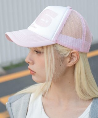 WEGO ナンバリングロゴメッシュキャップ ライトピンク