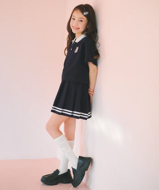 ANY KIDS 【洗濯機可能/吸汗速乾】ドライタッチ プリーツスカパン ネイビー