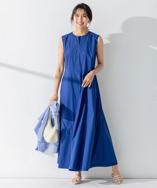 23区 L 【CLASSY.コラボ/洗える】シャツアンサンブル ワンピース ブルーストライプ×ブルー