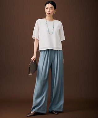 自由区 L 【SHIHOさん着用・ご好評アイテム・新色追加・セットアップ対応】エアリーツイルワイド パンツ ［新色］サックス