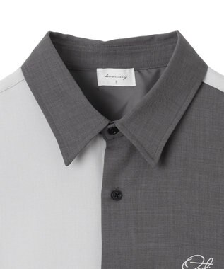 WEGO 【しわになりにくい】ドライポリカラーブロックシャツ（LS） ダークグレー