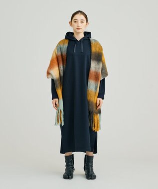 J.PRESS YORK STREET 【WOMEN】NEEDLE JERSEY フード付きワンピース ネイビー系