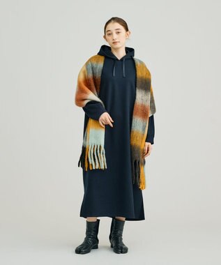 J.PRESS YORK STREET 【WOMEN】NEEDLE JERSEY フード付きワンピース ネイビー系