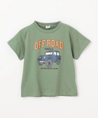 ANY KIDS 車プリント 半袖Tシャツ カーキ（ジープ）