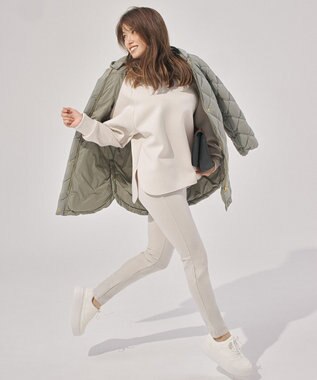 UNFILO beauty warm スリムフィット ストレッチパンツ グレージュ