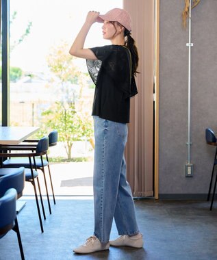 Tiaclasse レースフレアスリーブカットソートップス ブラック