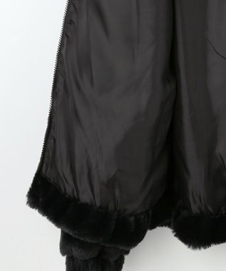Feroux フード付きフェイクファー パーカー ブラック系