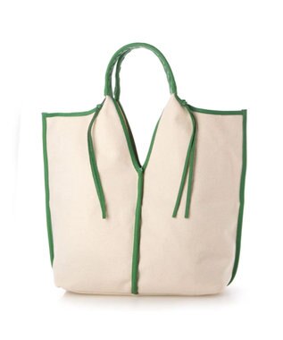 UNBILLION perche コットン×牛革付属トートバッグ L グリーン