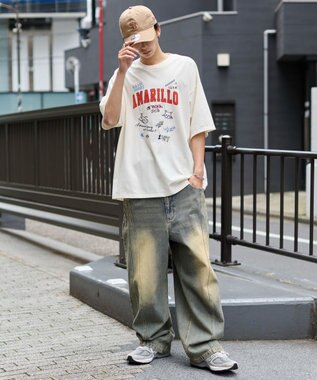 WEGO 【速乾/ひんやり/ユニセックス着用ITEM】接触冷感フロッキープリントグラフィックT（SS） ホワイト