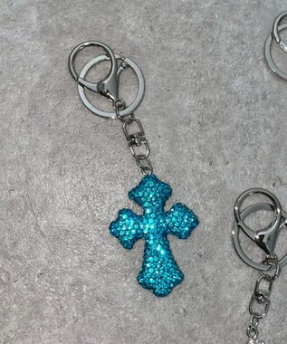 WEGO キラキラクロスキーホルダー ブルー