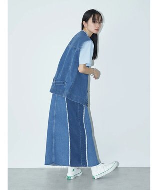 earth music&ecology Ｌｅｅ×ｅ．ｍ．ａ．ｅ　切替デニムスカート Indigo