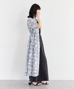 YECCA VECCA サファリ柄フレアシャツワンピース Off White