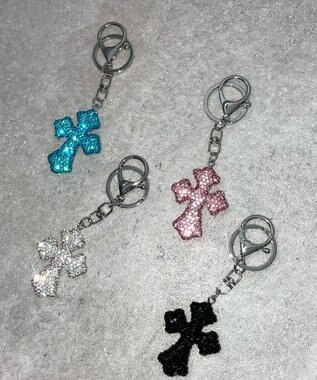 WEGO キラキラクロスキーホルダー ブルー