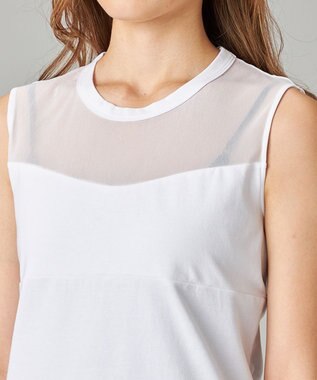 Chacott HandsomeCotton チュールノースリーブTシャツ ホワイト