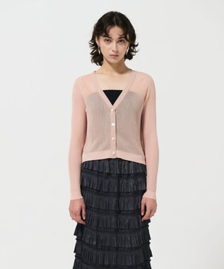GRACE CONTINENTAL リブシアーニットカーディガン ピンク