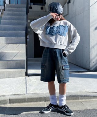 WEGO デニムワッペンプルオーバー 杢グレー