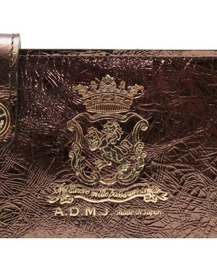 A.D.M.J. 【牛革】イタリアンレザークラックメタルスリムウォレット ブロンズ