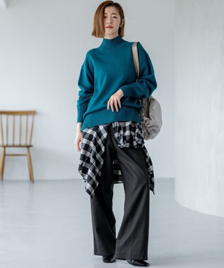 23区 L 【洗える】ハイカウントフラノ ドロスト ワイド パンツ グレー系