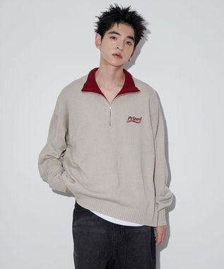 WEGO 【ユニセックス着用ITEM】ワンポイントハーフジッププルオーバー オフホワイト