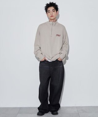 WEGO 【ユニセックス着用ITEM】ワンポイントハーフジッププルオーバー オフホワイト