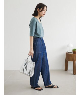 Green Parks インド綿 デニムストレートパンツ One Wash