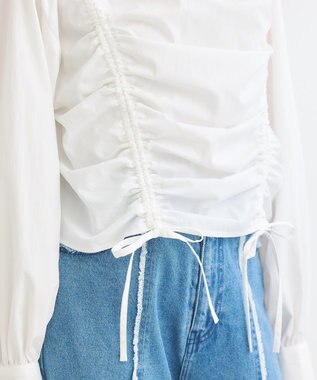 Green Parks ・ＡＮＤＳＥＡＲＣＨ　ドロストリボンブラウス Off White