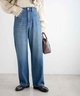 WEGO ルーズストレートデニムパンツ デニム中濃色