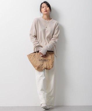 23区 【Oggi2月号掲載/洗える】ピュアカシミヤ クルーネック ニット ベージュ系