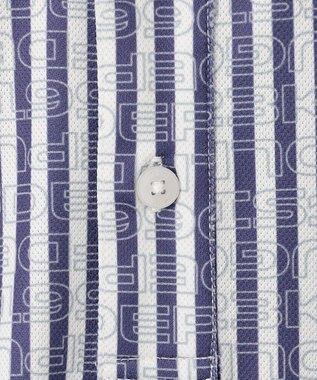 23区GOLF 【MEN/キングサイズ】【吸水速乾/UVカット】ストライプロゴ 長袖シャツ ダルブルー系2