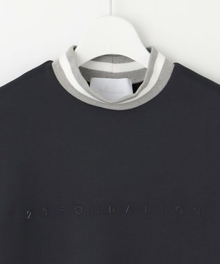 23区GOLF 【23Fondation/WOMEN】【吸水速乾/UVケア】ラインモックシャツ ブラック系