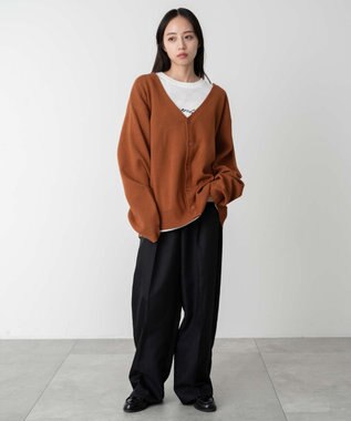 WEGO 【ユニセックス着用ITEM】ミラノリブカーディガン ダークオレンジ