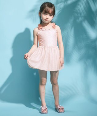 ANY KIDS 花柄チュールワンピース水着 ピンク系