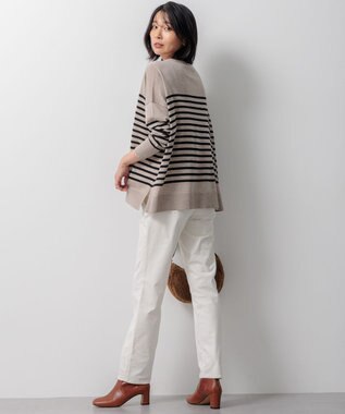 23区 L 【WEB限定カラーあり/洗える】ウーステッドウール ワイドシルエット ニット [WEB限定]ベージュ×ブラック