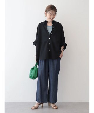 AMERICAN HOLIC 接触冷感＋速乾　強撚シアーボイルＢＩＧシャツ Black