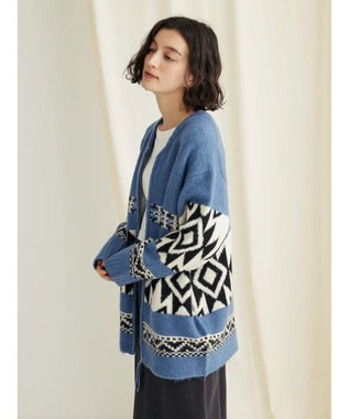 CRAFT STANDARD BOUTIQUE オルテガ柄ニットＺＩＰブルゾン Sax