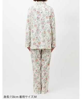 WACOAL パジャマ 長袖 長ズボン 綿混(本体) あったか ミントン 3Lまで対応 大きいサイズ レディース NDW428 /ワコール ホワイト