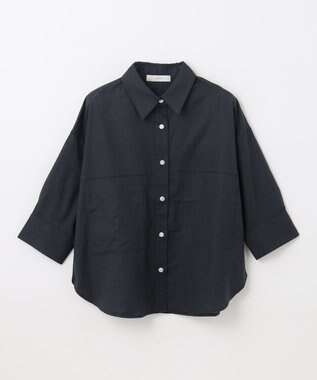ANY 【洗濯機可能】ダブルポケット クロップドシャツ ネイビー