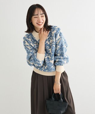 Green Parks ・ｓｗｉｎｇ　ｂｙ　アラベスクジャカードニット Ivory