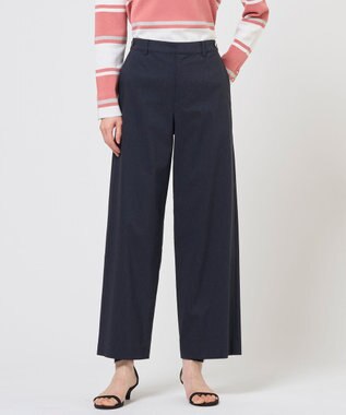J.PRESS LADIES セルロースリネンストレッチ セミワイド パンツ ネイビー系