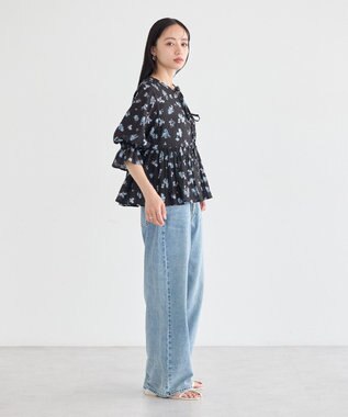 earth music&ecology アソートラッフルブラウス Black