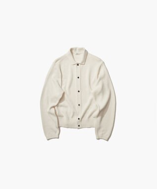 ATON SILK WASHI LILIYARN | ポロニットカーディガン OFF WHITE