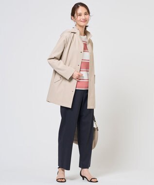 J.PRESS LADIES セルロースリネンストレッチ セミワイド パンツ ネイビー系