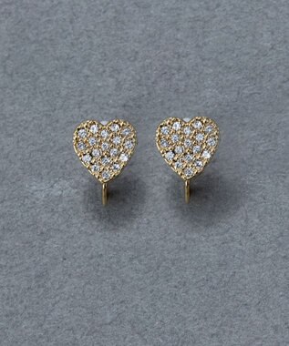 Phoebe 〈痛くないシリーズ/金属アレルギー対応〉ハートパヴェビジューライトフィットイヤリング ゴールド