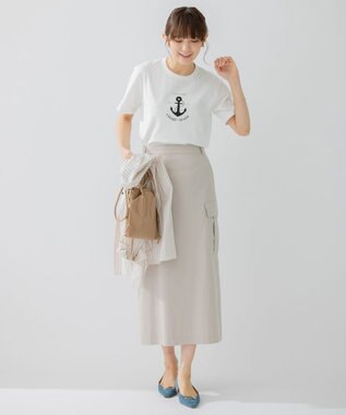 23区 【洗える】アンカーロゴプリント 半袖 Tシャツ ホワイト系